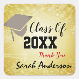 Sticker Carré Bac de fin d'études, classe Année 20XX Merci Beigi