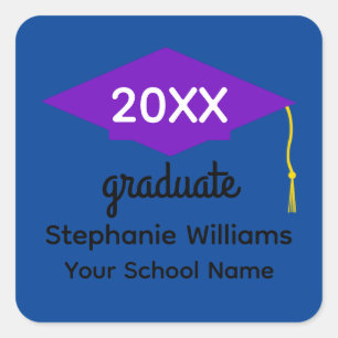 Sticker Carré Bac de graduation violet #1-3