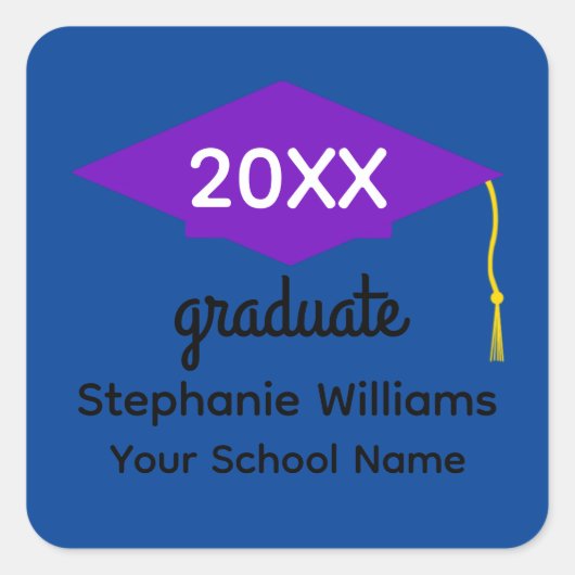 Sticker Carré Bac de graduation violet #1-3 (Devant)