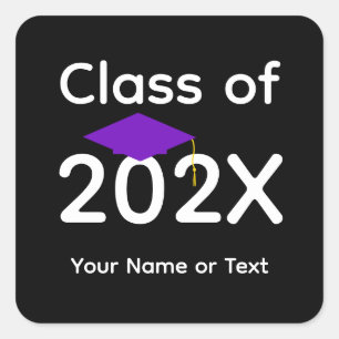 Sticker Carré Bac de graduation violet #1-4