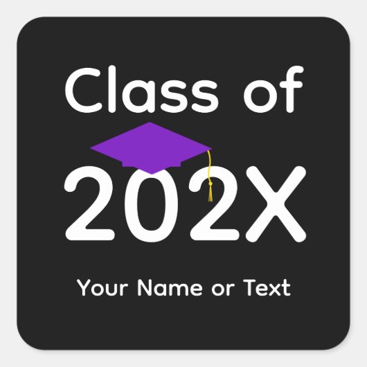 Sticker Carré Bac de graduation violet #1-4 (Devant)
