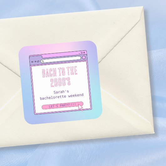 Sticker Carré Bach To The 2000's Y2K Bachelorette Personnalisée