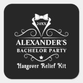 Sticker Carré Bachelor Party Tuxedo Cravate Hangover relief noir (Devant)