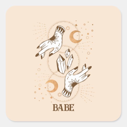 Sticker Carré Bachelorette céleste du Tarot Mystique Boho (Devant)