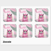 Sticker Carré Bachelorette Lama Rose Joyeux (Feuille)