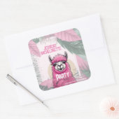 Sticker Carré Bachelorette Lama Rose Joyeux (Enveloppe)