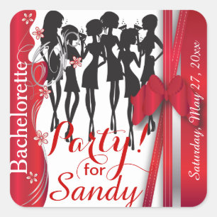 Sticker Carré Bachelorette ou fête d'anniversaire Diva Girls