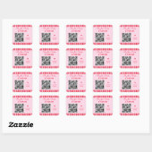Sticker Carré Bachelorette rouge et rose rétro Code QR (Feuille)