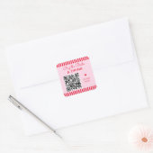 Sticker Carré Bachelorette rouge et rose rétro Code QR (Enveloppe)