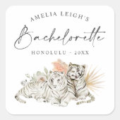 Sticker Carré Bachelorette Tropical Boho Tigers (Devant)