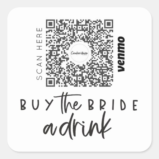 Sticker Carré Bachelorette Venmo Code QR Acheter La Mariée Un Ve (Devant)