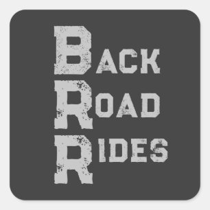 Sticker Carré "Back Road Rides" Logo Gris Lettres
