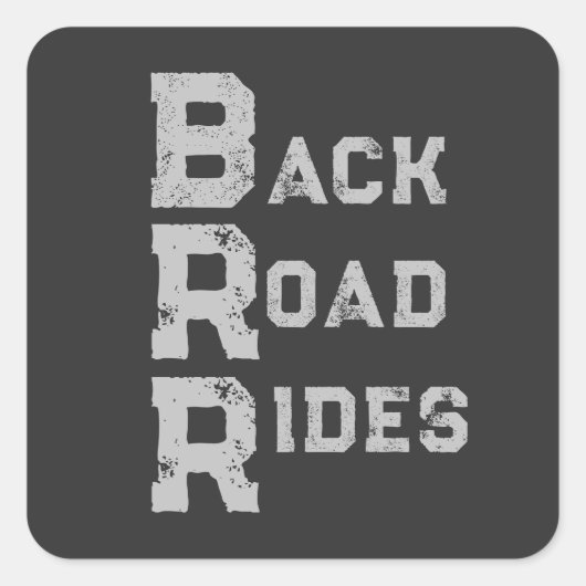 Sticker Carré "Back Road Rides" Logo Gris Lettres (Devant)