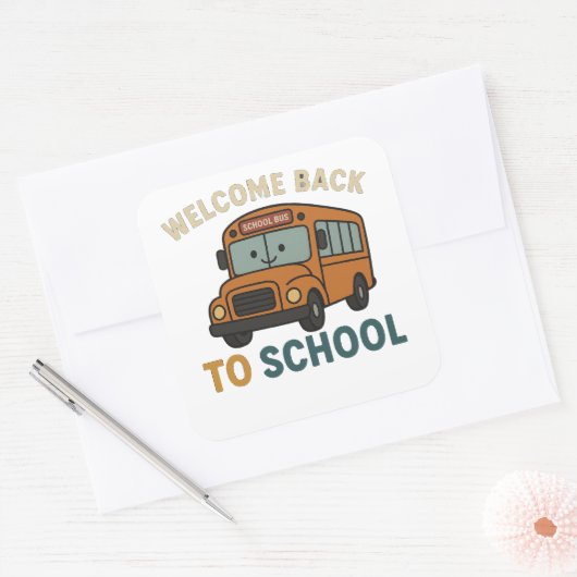 Sticker Carré Back to School – Cute and Funny School  (Enveloppe)