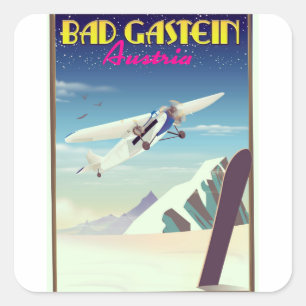 Sticker Carré Bad Gastein Autriche Snowboard poster