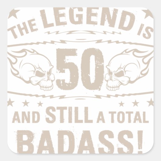 Sticker Carré Badass 50e anniversaire (Devant)