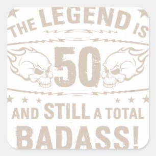 Sticker Carré Badass 50e anniversaire