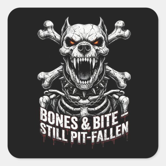 Sticker Carré Badass Skeleton Bulldog Gothic Skull (Devant)