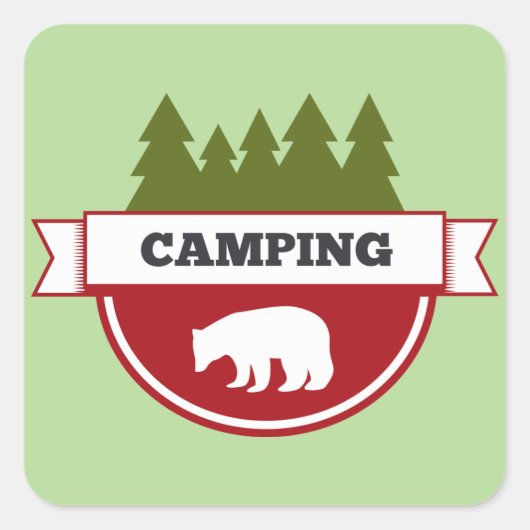 Sticker Carré Badge Bear Camping (Devant)