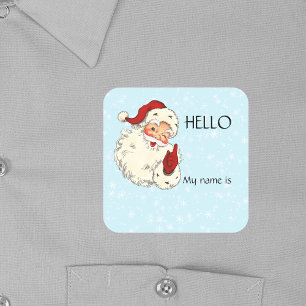 Sticker Carré Badge de nom d'ami du Père Noël de fête de Noël