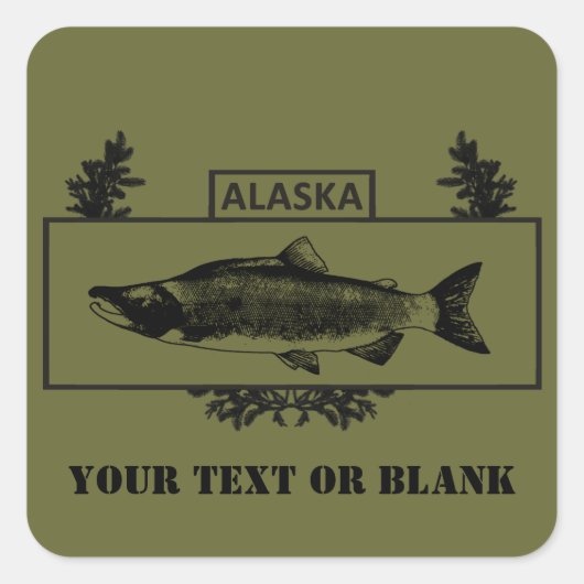 Sticker Carré Badge de pêcheur de combat de l'Alaska (Devant)