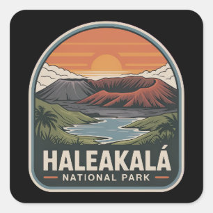Sticker Carré Badge Lever de Soleil du Parc National de Haleakal