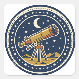 Sticker Carré Badge Retro Star Party Club d'astronomie Autocolla