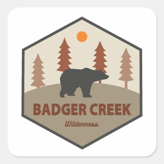 Sticker Carré Badger Creek Wilderness Oregon Bear (Devant)