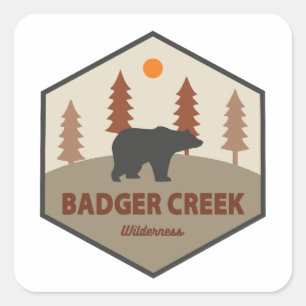 Sticker Carré Badger Creek Wilderness Oregon Bear