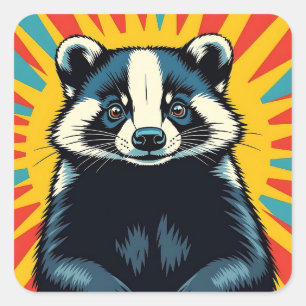 Sticker Carré Badger d'art Pop Cute