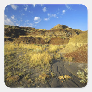 Sticker Carré Badlands du parc provincial Dinosaur en Alberta,