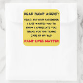 Sticker Carré Bagage "Cher Agent Rampe" (Sac)