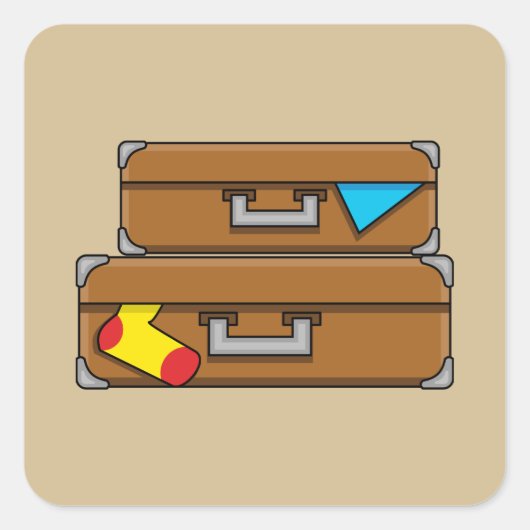 Sticker Carré Bagages de dessin (Devant)