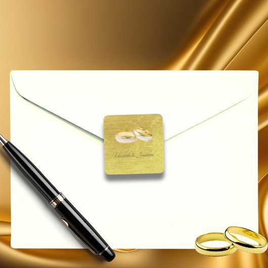 Sticker Carré Bagues élégantes Mariage simple