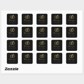 Sticker Carré Bagues Mariages de luxe Mariage or noir (Feuille)