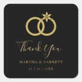 Sticker Carré Bagues Mariages de luxe Mariage or noir (Devant)