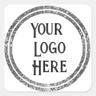 Sticker Carré Bagues Shimmer en argent double pour votre logo