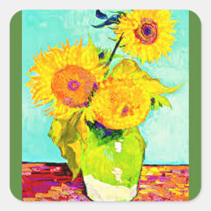 Sticker Carré Baguette d'art, Van Gogh, Sunflower