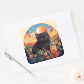 Sticker Carré Baguette de chat noir (Enveloppe)