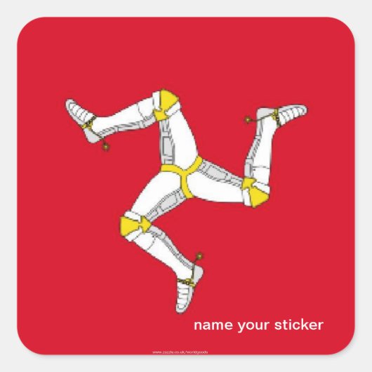 Sticker Carré Baguette de drapeau de l'île de Man Manx (Devant)