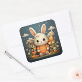 Sticker Carré Baguette de lapin mignonne (Enveloppe)