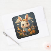 Sticker Carré Baguette de lapin mignonne (Enveloppe)