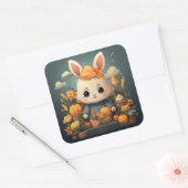 Sticker Carré Baguette de lapin mignonne (Enveloppe)