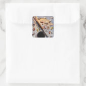 Sticker Carré Baguette et mouches (Sac)