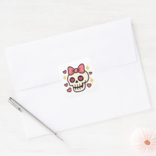 Sticker Carré Baguette Halloween Crâne mignonne