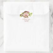Sticker Carré Baguette mignonne petite fille Merci singe (Sac)