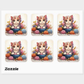 Sticker Carré Baguette vintage chat (Feuille)