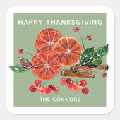 Sticker Carré Baguettes de cannelle en tranches d'orange d'autom (Devant)