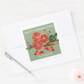 Sticker Carré Baguettes de cannelle en tranches d'orange d'autom (Enveloppe)