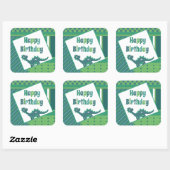 Sticker Carré Baguettes de dinosaure d'anniversaire heureux (Feuille)